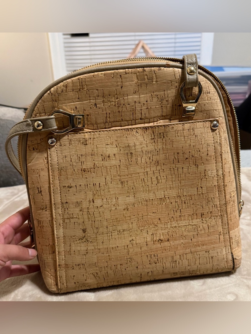 Miztique Natural Cork Texture Backpack Purse